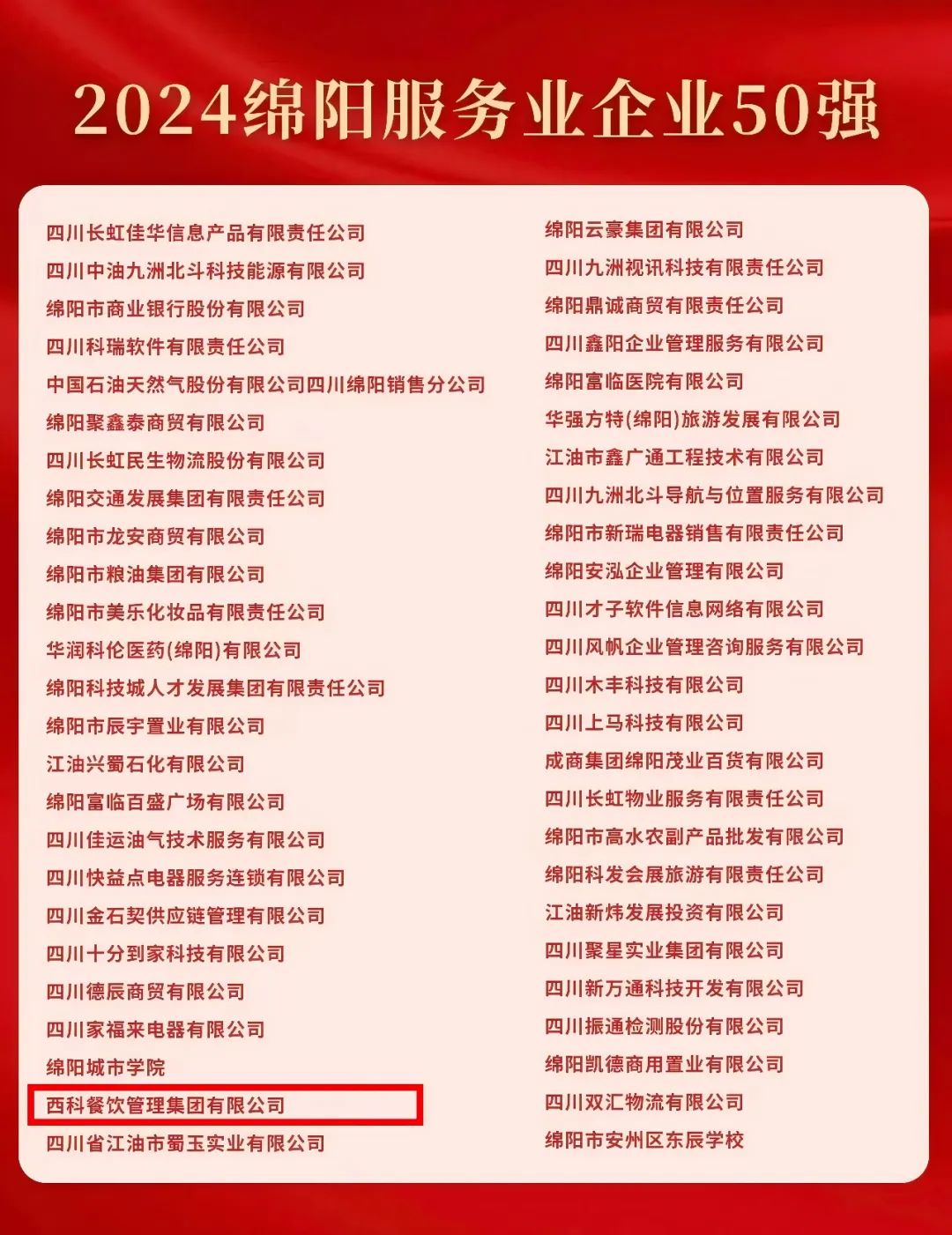 【喜报】“2024绵阳效劳业企业50强”出炉！k8凯发强势登榜！-公司新闻-k8凯发